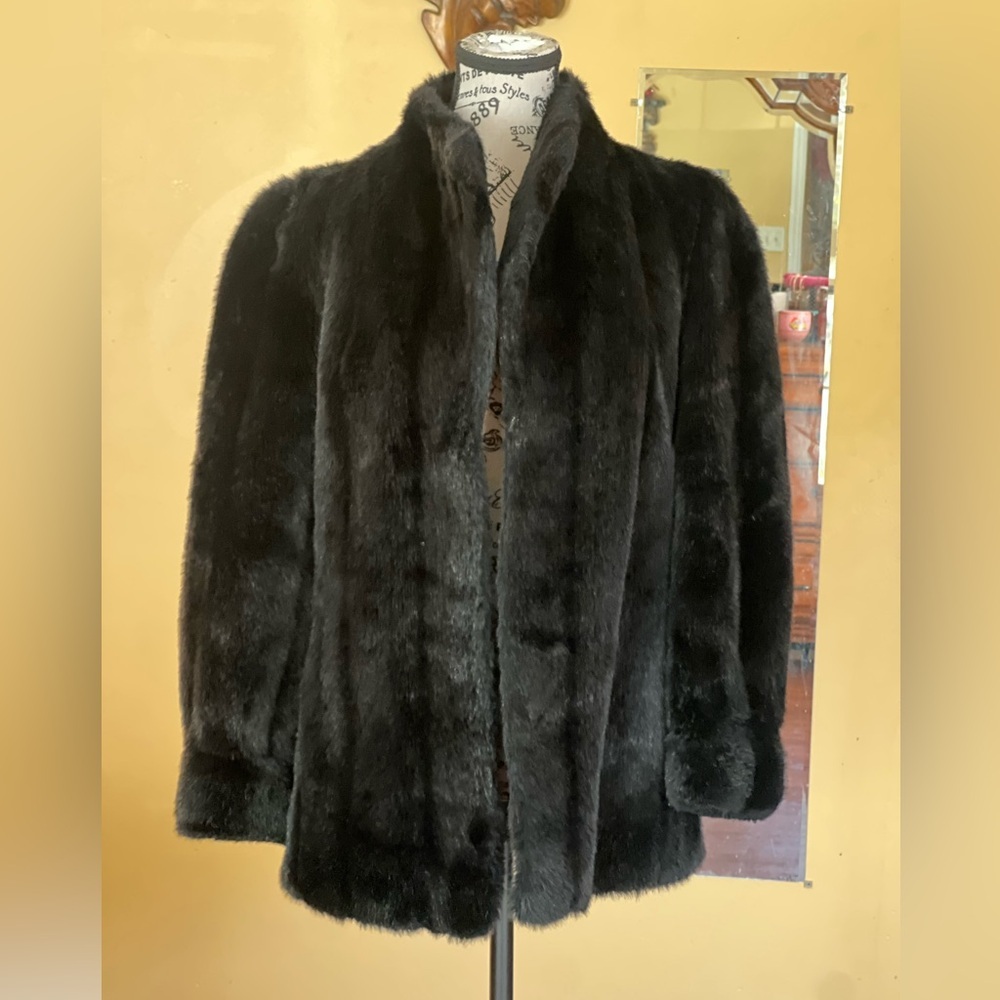 I. Magnin Mink  vintage luxury Faux Fur Women Coat Jacket